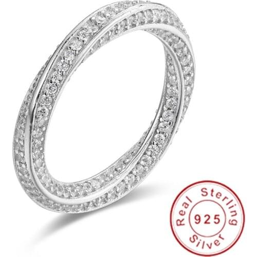 Real Eternity ring Luxury Full Stone Birthstone 925 Sterling silver Women Wedding Rings Engagement Band jewelry Size 5-10 gift