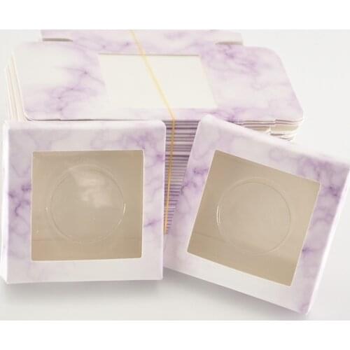 Wholesale Lash Boxes Packaging Eyelash Box Package Custom No Tray No Logo Paper Box Marble Purple Makeup Storage Case Vendors