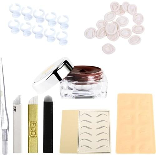 Complete Tattoo Kit Permanent Makeup Tattoo Eyebrow Microblading Pen Set With 30Pcs Needle Blade For Learner User