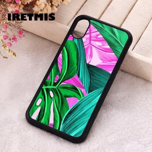 Iretmis 5 5S SE 2020 Phone Cover Case for iPhone 6 6S 7 8 Plus X Xs XR 11 12 Mini Pro Max Silicone Tropical Palm Leaves Pattern