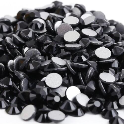 Black Glass 3D Nail Art Rhinestones ss3 ss4 ss5 ss6 ss8 ss10 ss12 ss16 ss20 ss30 ss34 Crystal Nail Art Rhinestones