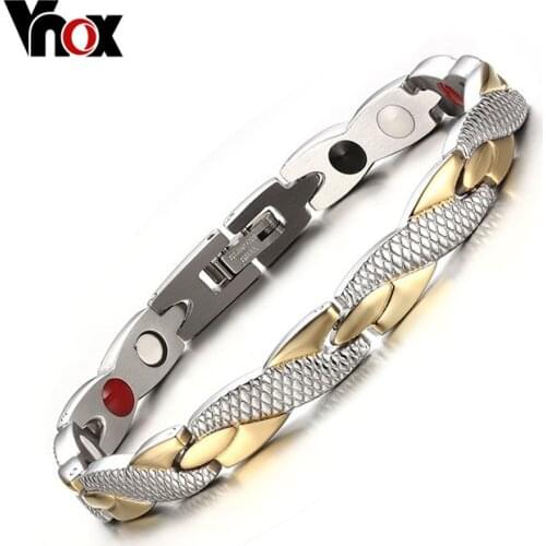 Vnox Twisted Healthy Bracelet for Women Men Power Therapy Bracelets Bangles 7.3" Unisex Jewelry