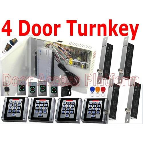 4 OutDoor Web/IP Access controller PCB Door access+4 WaterProof Metal case Code+ID Card reader Turnkey Kit Control PC SW Keypad
