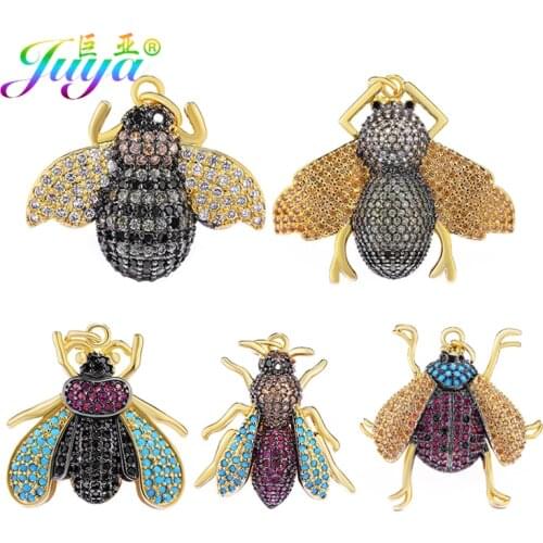 Juya Handmade Jewelry Findings Colorful Zircon Insect Bee Charms Pendant Accessories For Decoration Women Fashion Jewerly Making