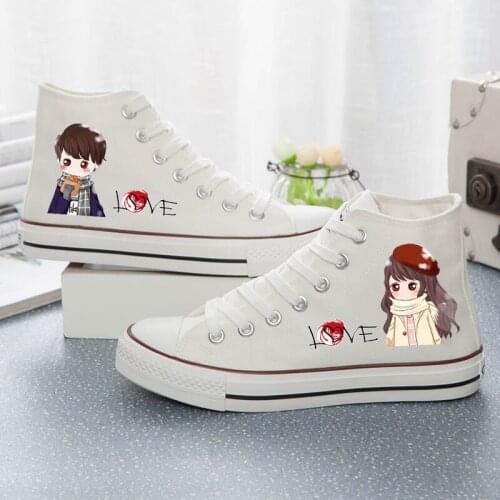 Spring Women Shoes 2021 Trends New Female Student Hand-Painted High Top Canvas Shoes Harajuku Girly Cute Cartoon Casual Sneakers