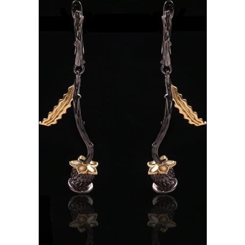 Womens Earrings Flower Bud-shaped Micro-inlaid Zircon Long Earrings Fashion Charm Geometric Banquet Engagement Earrings