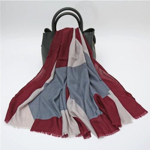 2019 New Geometry Print Frayed Scarves Shawls Women Cotton Long Soft Geometric Scarf Wrap Hijab Muffler 6 Color Free Shipping