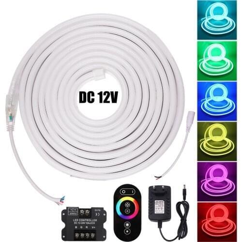 12V RGB Neon Light 2835 5050 RGB LED Strip Flexible Ribbon Tape IP67 Waterproof Neon Sign Stripe Light White/Warm White Decor