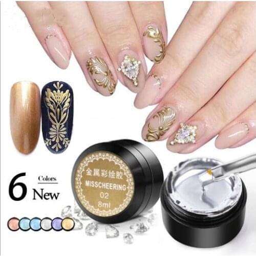 2020NEW! Metal Nail Cobweb Gel Gold Silver Creative Wire Gel Drawing Spider Nail Gel Point To Line Painting Gel Lacquer Varnish