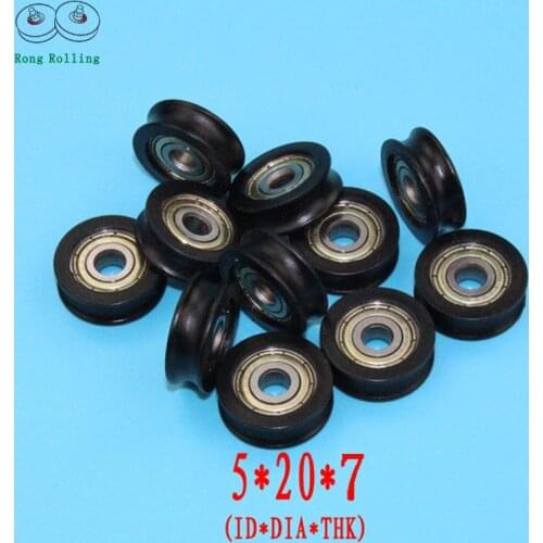 5*20*7 U groove door or window black color nylon bearing bore 5mm,Sliding wheels/rollers/pulleys diameter 20mm,thickness 7mm
