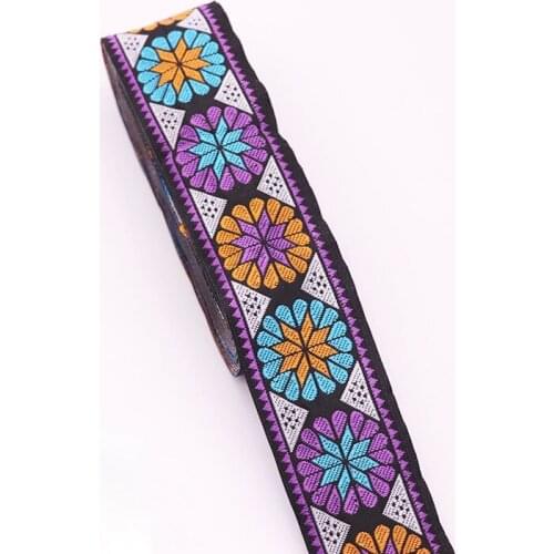 5yards cross stitch embroidery jacquard webbing lace trim 4cm dress collar ribbon tape ethnic tribal nepal thai india boho DIY