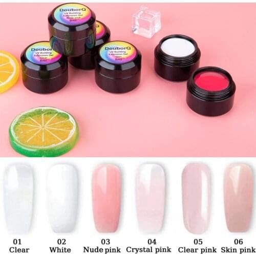 8ml/bottle UV Builder Extension Gel 6colors Summer Attribute Acrylic Quick Building Long Lasting Soak Off Nail Hard Jelly Gel