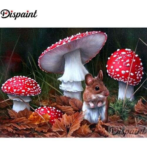 Dispaint Full Square/Round Drill 5D DIY Diamond Painting "Squirrel mushroom" 3D Embroidery Cross Stitch Home Decor Gift A12446
