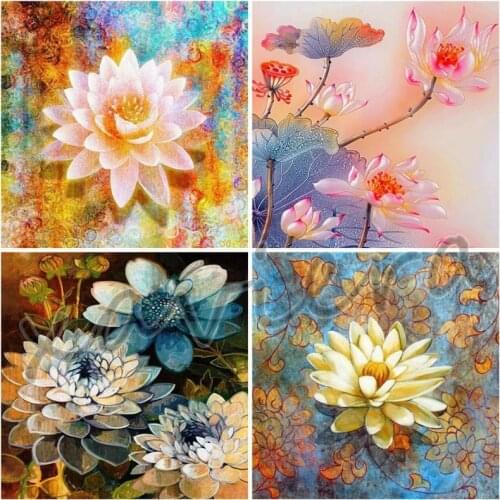 Xaviera 5D Diy Diamond Painting Flower Lotus Full Square Round Drill Cross Stitch Kits Mosaic Rhinestone Embroidery Accessories