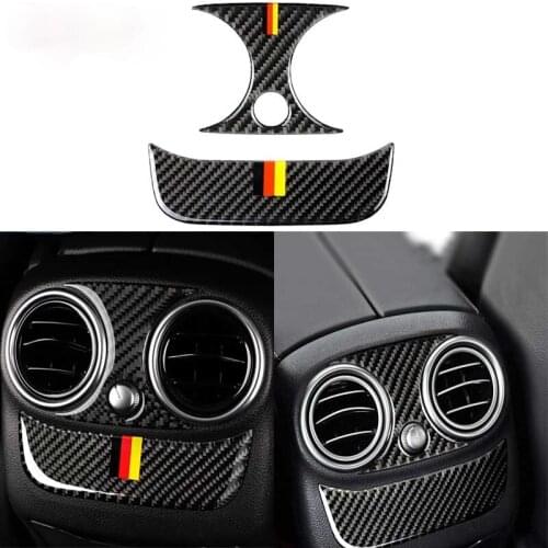 Carbon Fiber Car Rear Air Conditioning Outlet Panel Frame Cover Trim Accessories Auto For Mercedes C Class W205 C180 C200 GLC