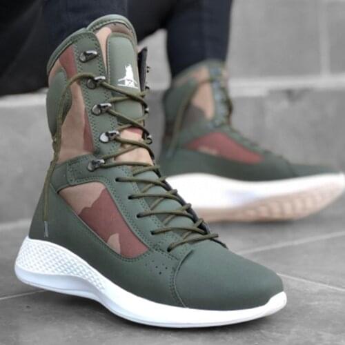 BA0600 Bağcıklı Haki Kamuflaj Boksör Unisex Spor Postal Bot. Rahat, Kullanışlı, Özel Üretim, Kışlık Kullanılan, Her Renk Uyumlu