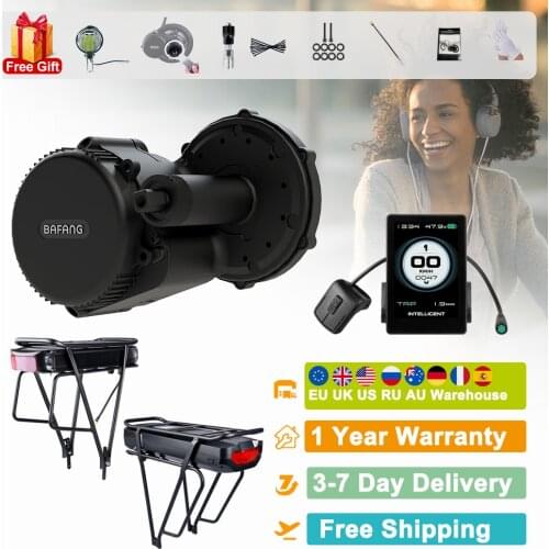 Bafang 36V 250W Mid Drive Motor Electric Bicycle Brushless Kit with 20Ah Rear Rack Battery Hanger Carrier Trunk for E Bike BBS01
