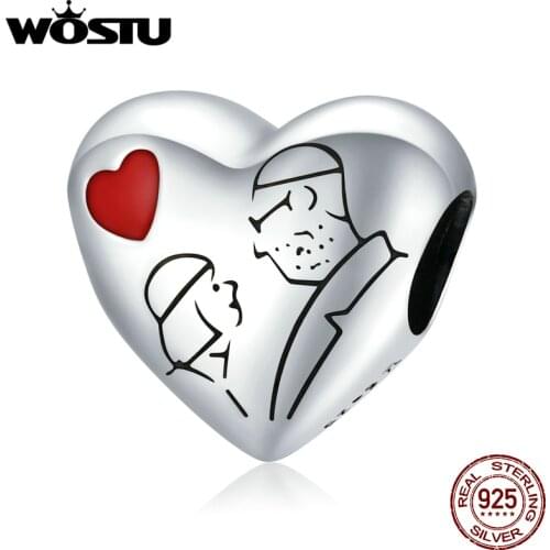 WOSTU 2021 925 Sterling Silver Romantic Love Lettering Engraving Pendant Charm Beads Fit Original Bracelet DIY Jewelry CQC1990