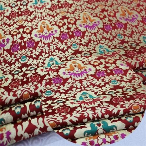 C625 High-quality Florals Jacquard Chinese Silk Jacquard Brocade Fabric Red Chinese Wedding Dress Festival Cushion Case Clothes