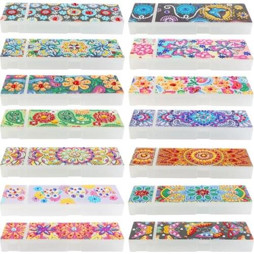 DIY Special Shaped Diamond Painting Pencil Case 2 Grids Stationery Storage Box Jewelry Box Mandala Diamond Embroide Kids Giftr