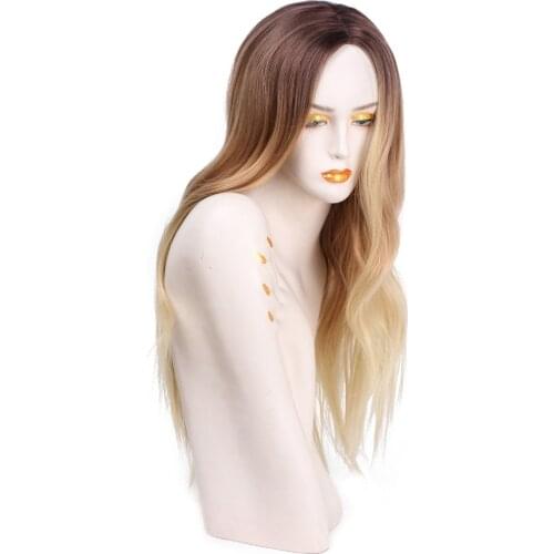 Long curly wigs for women Brown ombre blonde wig synthetic hair heat resistant fiber Natural Long Wavy wigs cosplay