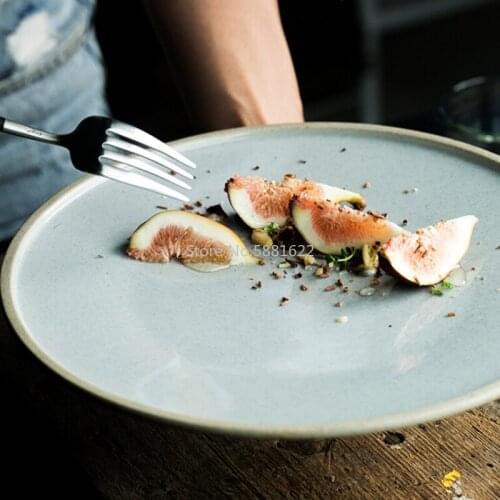 Exclusive Sesame Glaze Ceramic Plate Creative Bowl Hotel Restaurant Tableware Western Steak Plate Salad Bowl