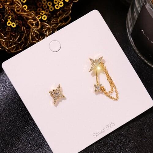 European and American fashion trend girl Japanese and Korean version of crystal niche design asymmetric star earring jewelry