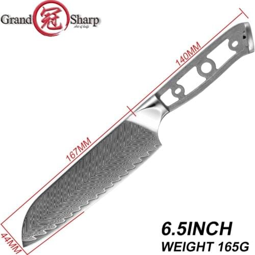 Kitchen Knife Blank Blade DIY 67 Layers Damascus Steel VG10 Razor Sharp Santoku Knife Billet Material Tool Part GRANDSHARP