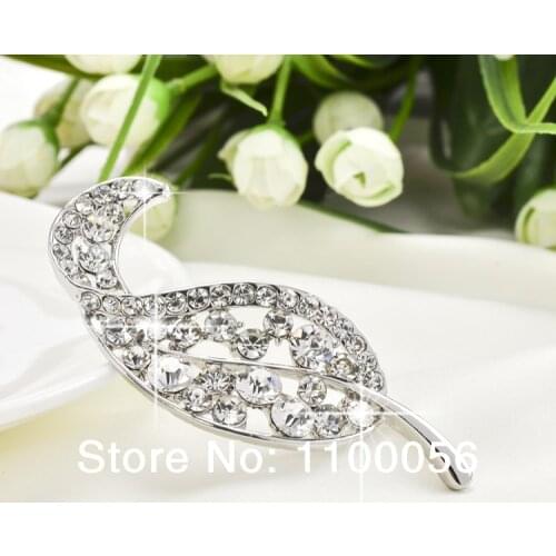 Min Order $10! Free Shipping Fashion Crystal Jewelry Rhinestone Pins Wholesale Young Leafs Girls Brooch Pins X1054