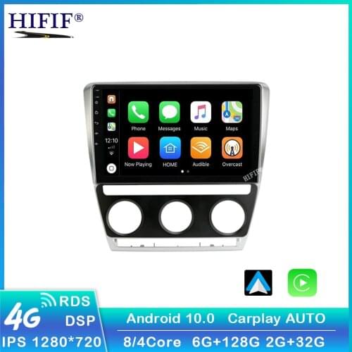Carplay 10.1" 4G+WiFi 2din Android Car Radio Multimidia Video Player Navigation GPS For SKODA Octavia 2 A5 2007-2014 Head Unit
