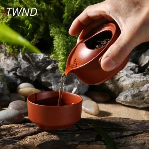 Yixing Tea Pot and Cup Sets Travel Purple Clay Kettle Mugs Creative Teaware Drinkware 150ML