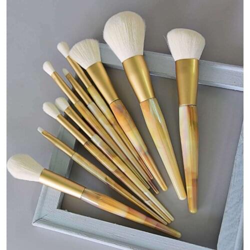 Marble Makeup Brushes Set 10 Pcs Professional Premium Kabuki Foundation Cream Face Powder Blush Concealer Eyeshadow Brush