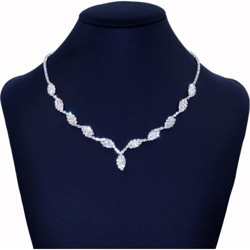 New Water Drop Necklace Rhinestone Long Wave Pendant Full Crystal Silver Necklace Elegant Bridal Wedding Jewelry Wholesale