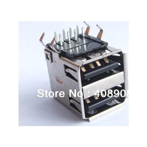 New DOUBLE USB A FEMALE SOCKET PCB MOUNT Soldering+wth tracking number