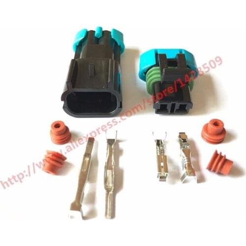 20 Set Delphi 2 pin way black male female waterproof temperature Sensor Plug auto connector 15300027 15300002