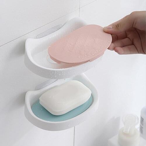 Soap Tray Wall Mounted Space Saving PP Easy Cleaning Dry Soap Dish for Bathroom Dish Storage Tray Bathroom Supplies