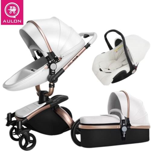 Luxury Baby Stroller 2 In 1 Aulon Baby Stroller Pu Leather Can Sit and Lie Four Seasons Winter Baby Strollers