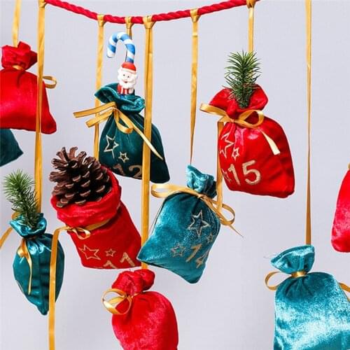 Christmas Advent Calendar 11x14cm Gift Bag DIY Felt Countdown Calendar Garland Date New Year Christmas Decor