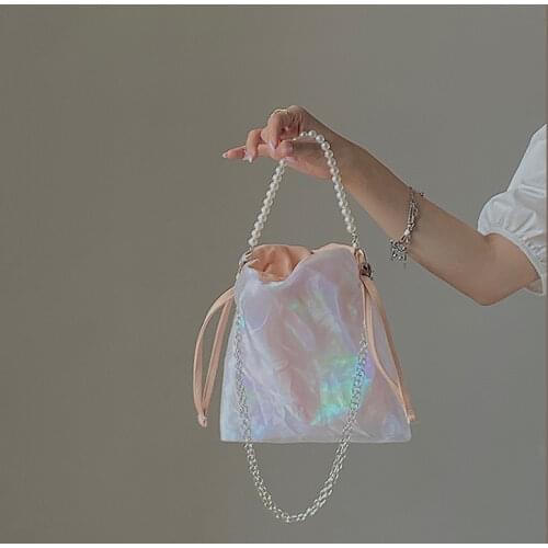 Retro Beaded Chain Women Evening Clutch Purse Luxury Design Ladies Yarn Mini Handbags Fashion Female Crossbody Messenger Bags