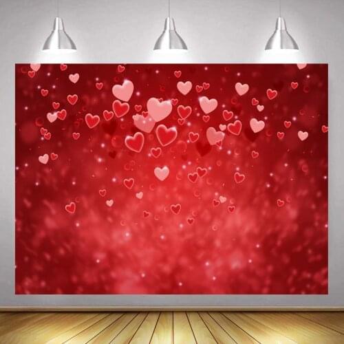 Happy Valentines Day Red Pink Heart-Shaped Picture Background Couples Party Venue Decorative Photography Studio Backdrop