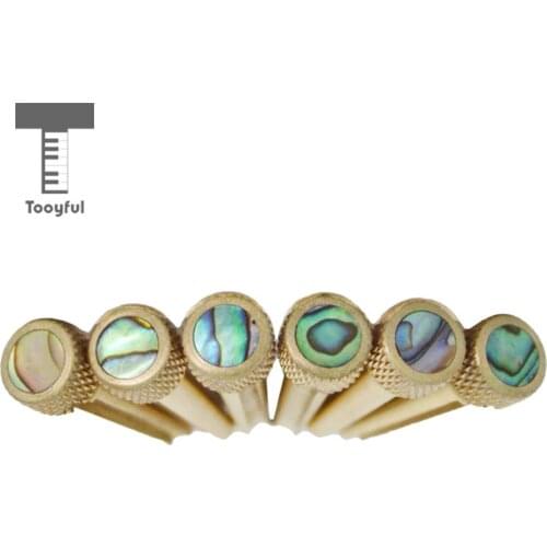 6pcs Brass Acoustic Guitar Bridge Pins Abalone Dot Inlay Musical Instrument Parts