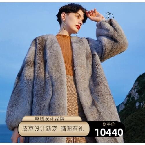 Besfunny2020 new velvet Lantern Sleeve cross mink coat womens whole mink medium length fur coat