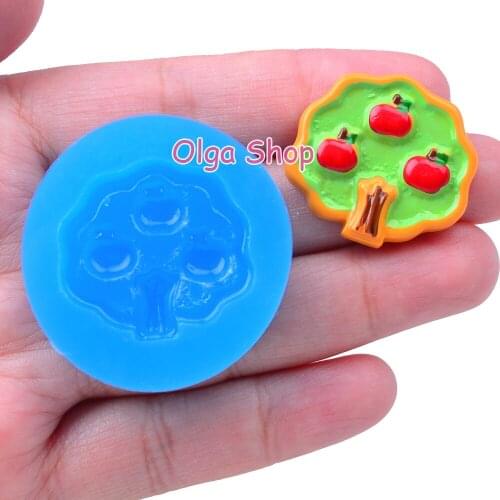 SYL091 28.0mm x 26.5mm Apple Tree Silicone Mold Fondant Cake Decoration Candy Resin Clay Earrings Necklace Craft Soap Candle