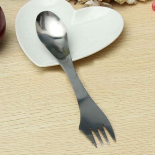 Outdoor Camping Knife Spoon Fork Stainless Steel Spork Utensil Portable 3 in1 448D
