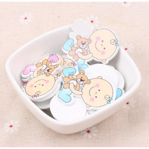 Blue/Pink Baby with Bear Pattern Scrapbooking Craft Embellishment For Handmade Sewing Home Decoration 29x35mm 20pcs