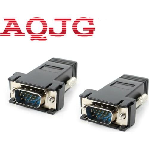 VGA Extender Male to LAN CAT5 CAT6 RJ45 Network Ethernet Cable Female Adapter Computer Extra Switch Converter Kit Black AQJG