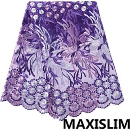 Diy High Quality Lace Sequins French Net Lace Tulle Mesh African Lace Fabric Fabric Mesh Fabric 5Yards/Lot Important Occasion