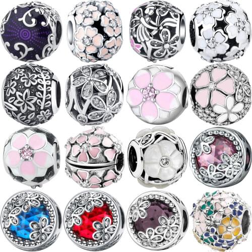 Flower 925 Sterling Silver Bracelet Floating Charms Beads Fit Original Charms Bracelets for Women Necklace Womens Jewelry