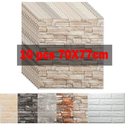 12pcs 3D Wall Sticker Panels Imitation Brick Self Adhesive Wallpaper Kitchen Bedroom Decor Living Room Home House Decoration TV