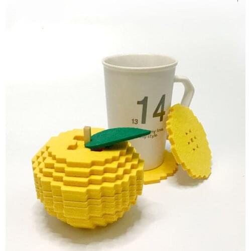 10pcs/Set Pine, felt Fruit Coasters Set Non Slip Cute Coasters for Drink Car Cup Holder Coaster Heat Insulation Drink Cup Mat